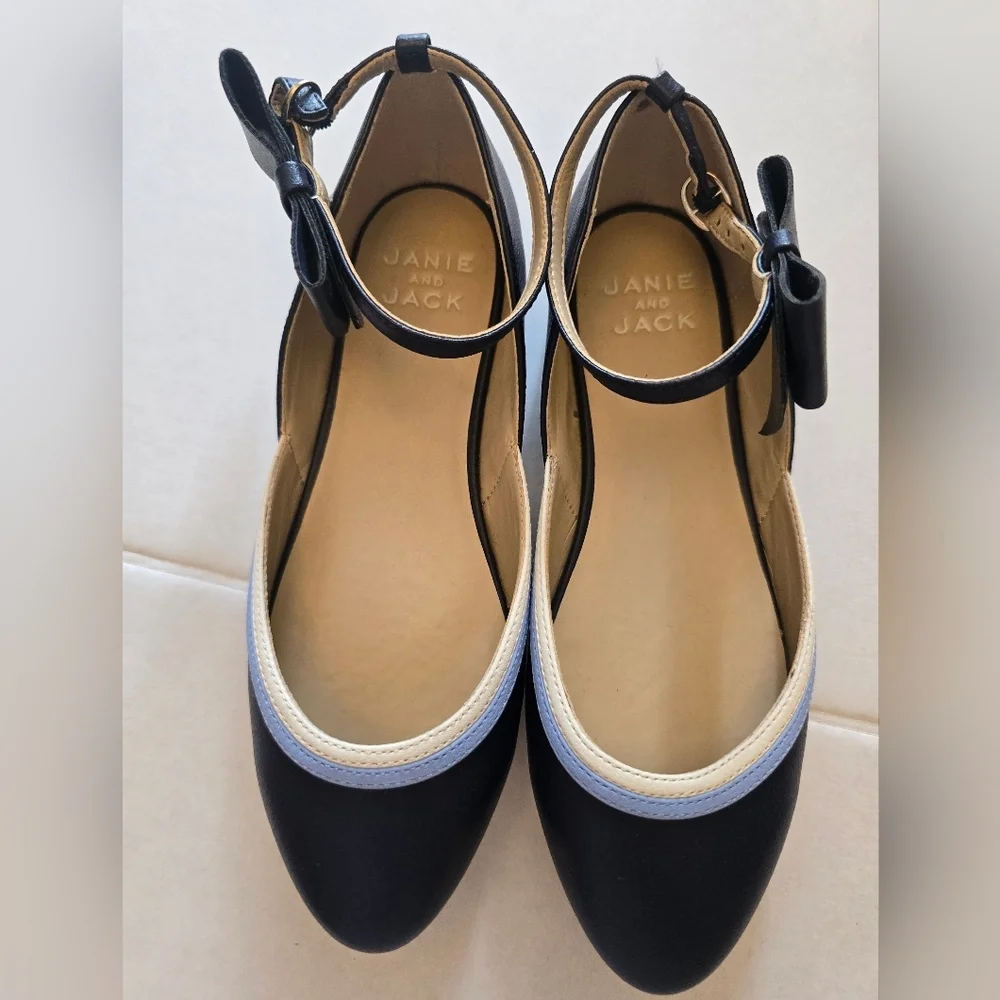 Janie And Jack Bow Strap Ballet Flat In Merchant Marine Color Size 4k